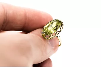 Пръстен Жълт перидот 14K жълто злато Винтидж бижута vrc253y